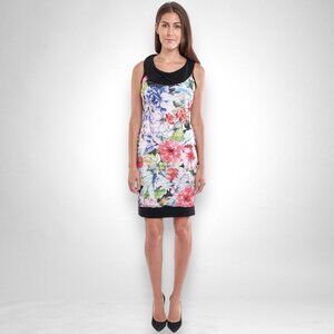 NWT Size 8 Joseph Ribkoff Multicolor Floral Layered Ruffles Sheath Dress 192649